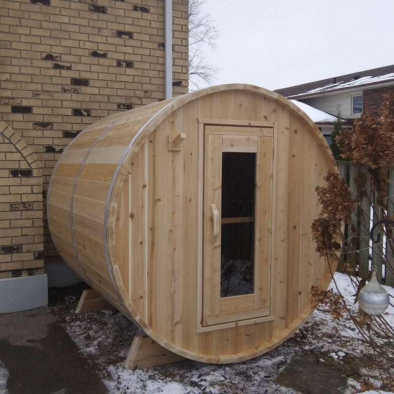 Dundalk Leisurecraft Canadian Timber 2-4 Person Harmony Outdoor Traditional Barrel Sauna