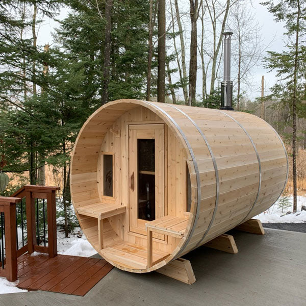 Dundalk Leisurecraft Canadian Timber 4-5 Person Tranquility Outdoor Traditional Barrel Sauna