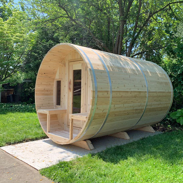 Dundalk Leisurecraft Canadian Timber 4-5 Person Tranquility Outdoor Traditional Barrel Sauna
