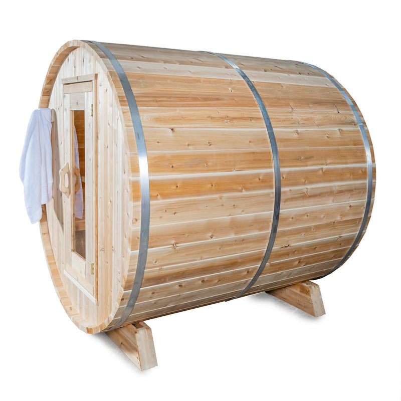 Dundalk Leisurecraft Canadian Timber 2-4 Person Harmony Outdoor Traditional Barrel Sauna