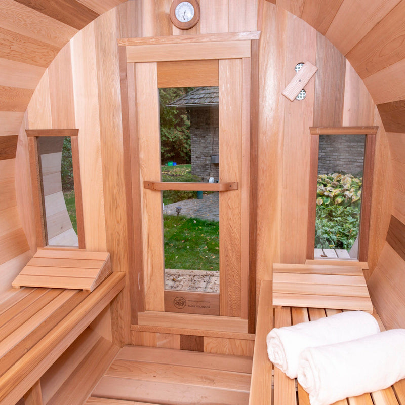 Dundalk Leisurecraft Canadian Timber 4-5 Person Tranquility Outdoor Traditional Barrel Sauna