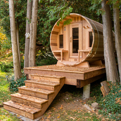 Dundalk Leisurecraft Canadian Timber 4-5 Person Tranquility Outdoor Traditional Barrel Sauna