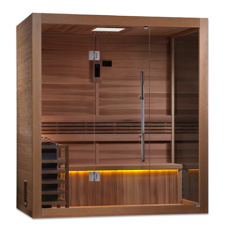 Golden Designs "Forssa Edition" 3 Person Indoor Traditional Sauna - Canadian Red Cedar Interior