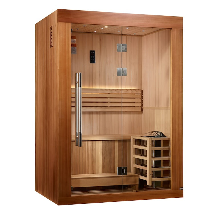 Golden Designs Sundsvall 2-Person Traditional Sauna - Canadian Red Cedar Interior and Pacific Premium Clear Cedar Exterior
