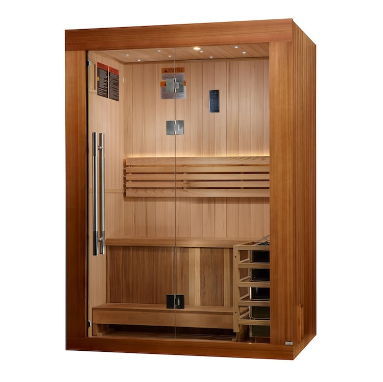 Golden Designs Sundsvall 2-Person Traditional Sauna - Canadian Red Cedar Interior and Pacific Premium Clear Cedar Exterior