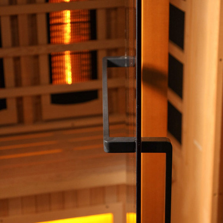 Golden Designs 3-Person Corner Full Spectrum Sauna with Himalayan Salt Bar (Canadian Hemlock)