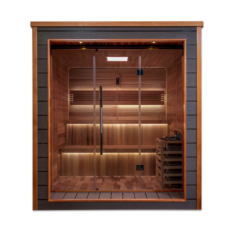 Golden Designs Bergen 6 Person Outdoor-Indoor Traditional Sauna - Canadian Red Cedar Interior