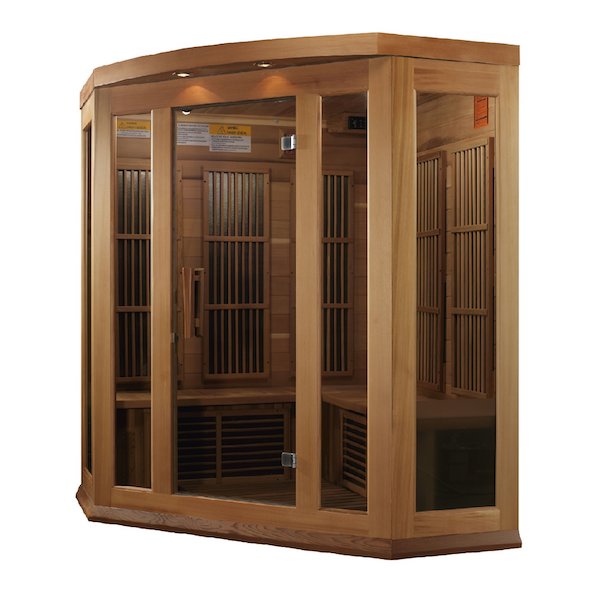 Maxxus 3-Person Corner Low EMF FAR Infrared Sauna (Canadian Red Cedar)