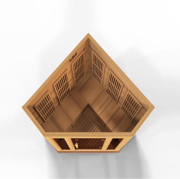 Maxxus 3-Person Corner Low EMF FAR Infrared Sauna (Canadian Red Cedar)