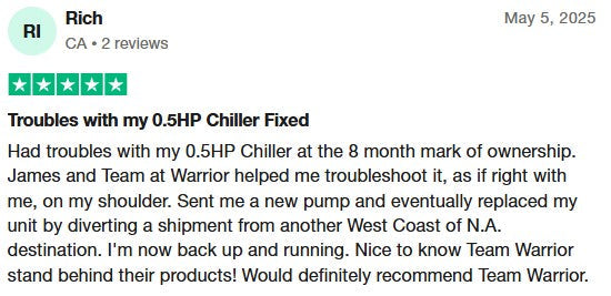 Warrior Willpower Water Chiller For Ice Bath | Cold Plunge Chiller