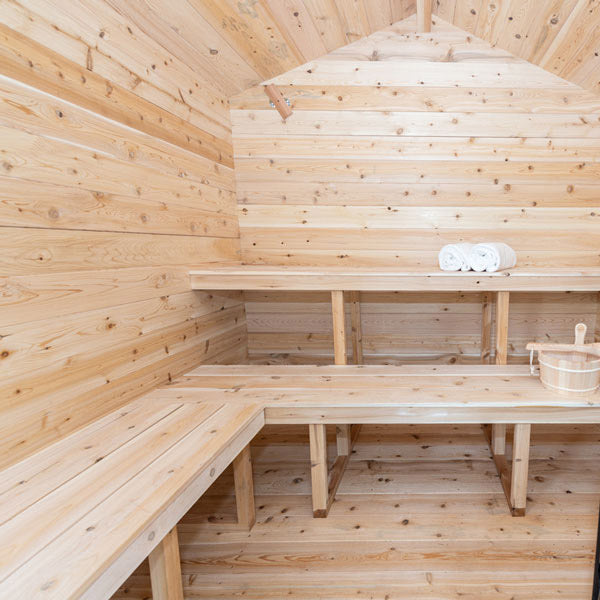 Dundalk Leisurecraft Canadian Timber 6 Person Georgian Outdoor Traditional Cabin Sauna With Porch