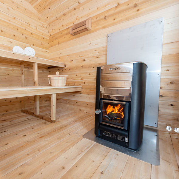 Dundalk Leisurecraft Canadian Timber 6 Person Georgian Outdoor Traditional Cabin Sauna With Porch