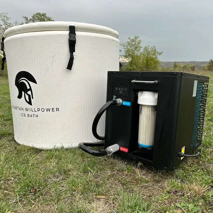 Warrior Willpower Max 1 HP WiFi Water Chiller/Heater + Barrel Ice Bath Bundle